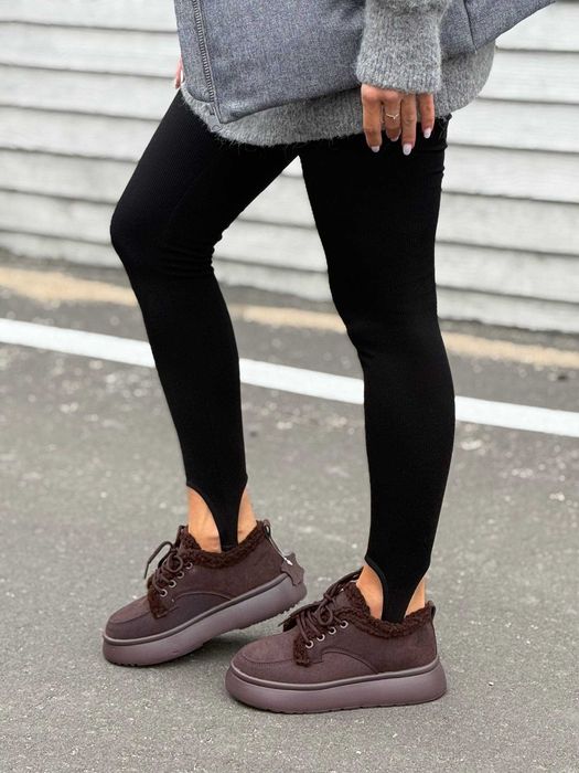 Жіночі зимові черевики на хутрі (36-41) зимові кросівки шоколадні