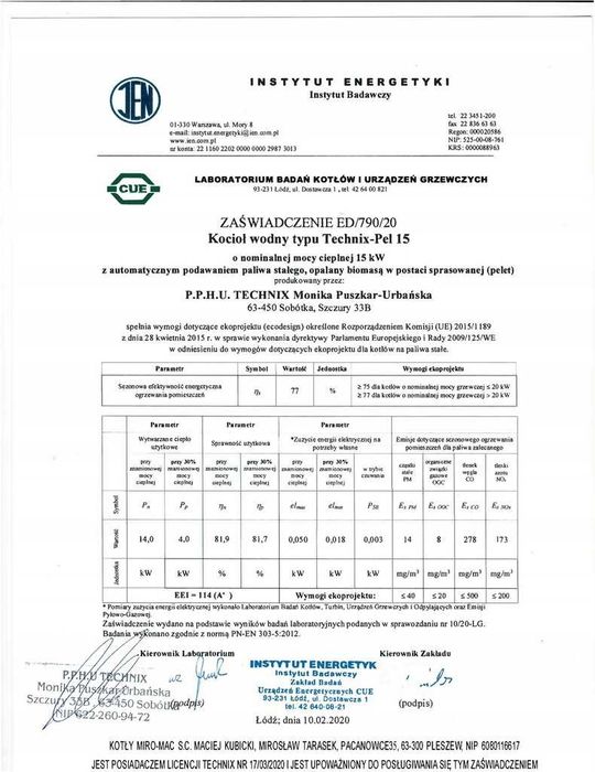 Piec CO  pellet drewno ekogroszek kocioł kotły 15 kW Miro-Mac 5 klasa