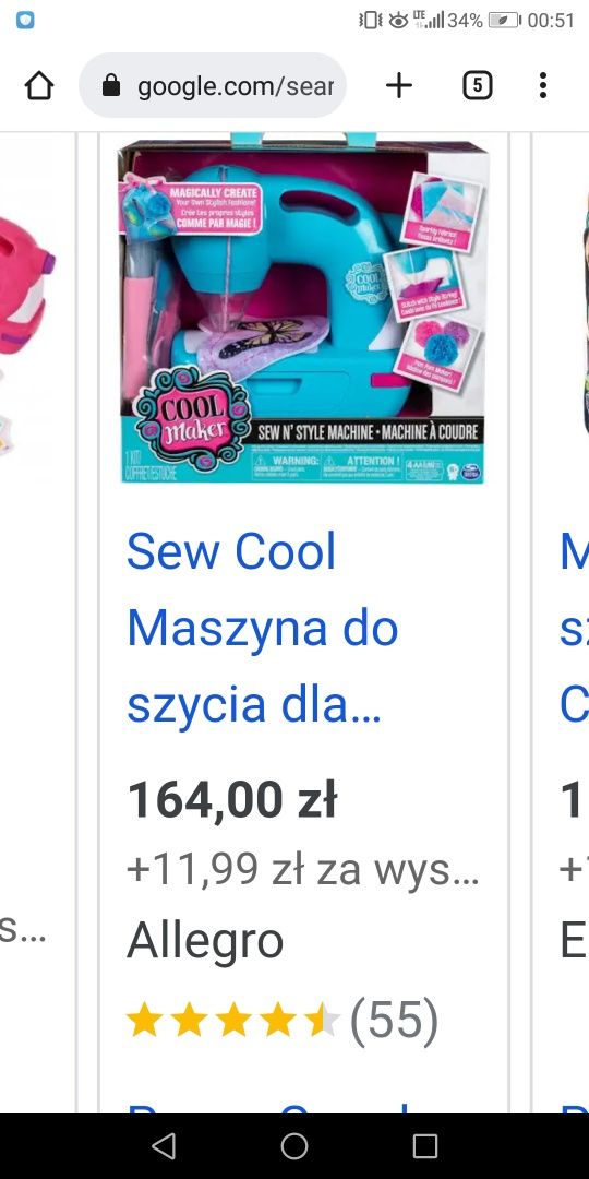 Zabawkowa baaaardzo solidna maszyna do szycia cool maker stan bdb