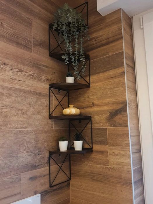 Narożna Dekoracyjna Półka Wisząca Loft 5 Poziomowa Rustykalna