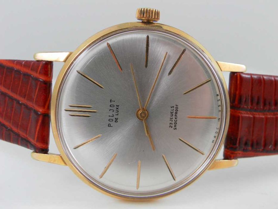 Radziecki mechaniczny zegarek Poljot de luxe 23 kam. Au20 ZSSR - CCCP