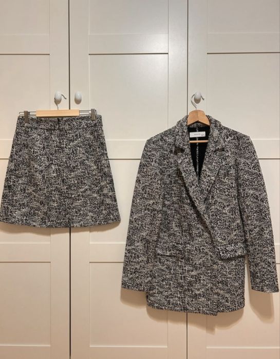 Komplet zestaw tweed Reserved marynarka spódniczka spódnica