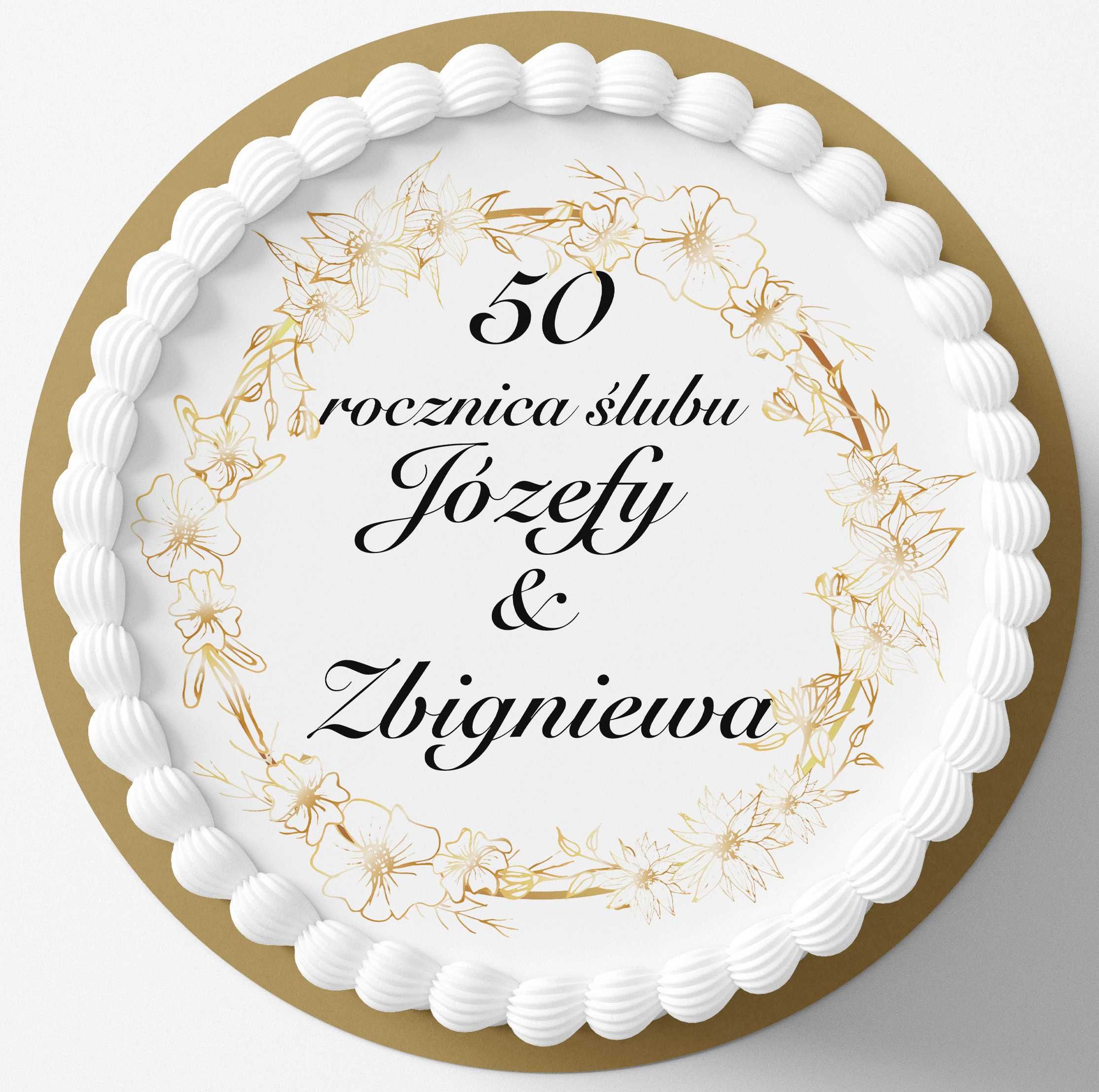 OPŁATEK na tort rocznica ślubu jubileusz złoto