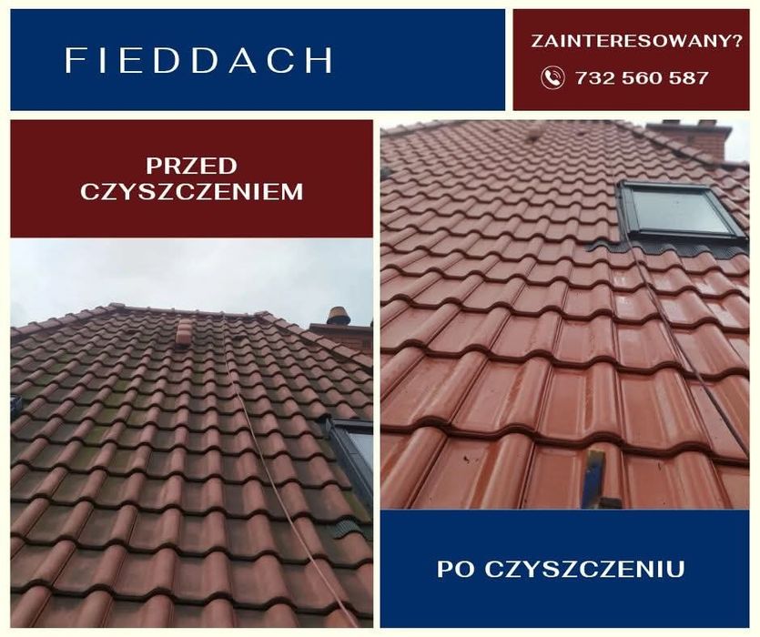 Czyszczenie rynien dachów elewacji kostki brukowej  okien paneli fotow