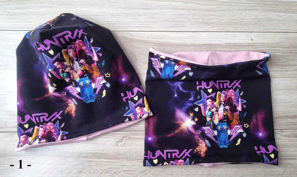 K-POP demon Hunters Huntrix komplet jesienny czapka komin 6-9 lat