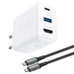 Acefast 2w1 ładowarka sieciowa GaN 65W USB Typ C / USB, adapter przejś