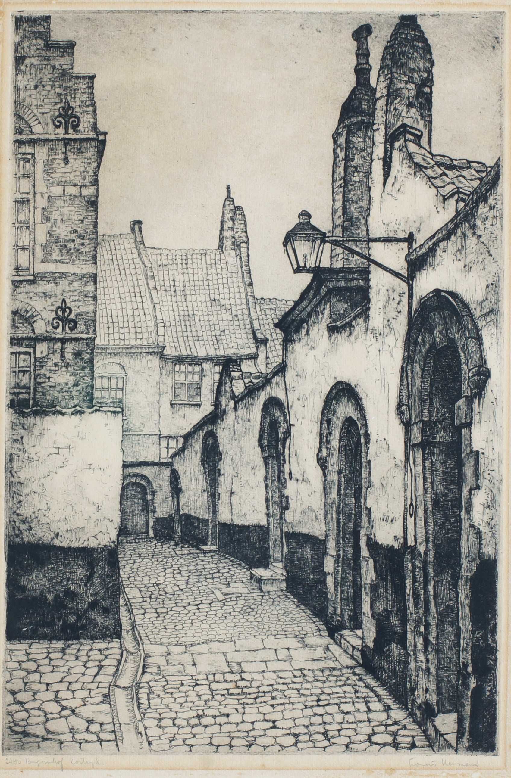 Grafika - akwaforta sygnowana Louis Heijmans, mistrz holenderski