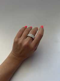 Кольцо дорожка из камней широкое кольцо серебро
