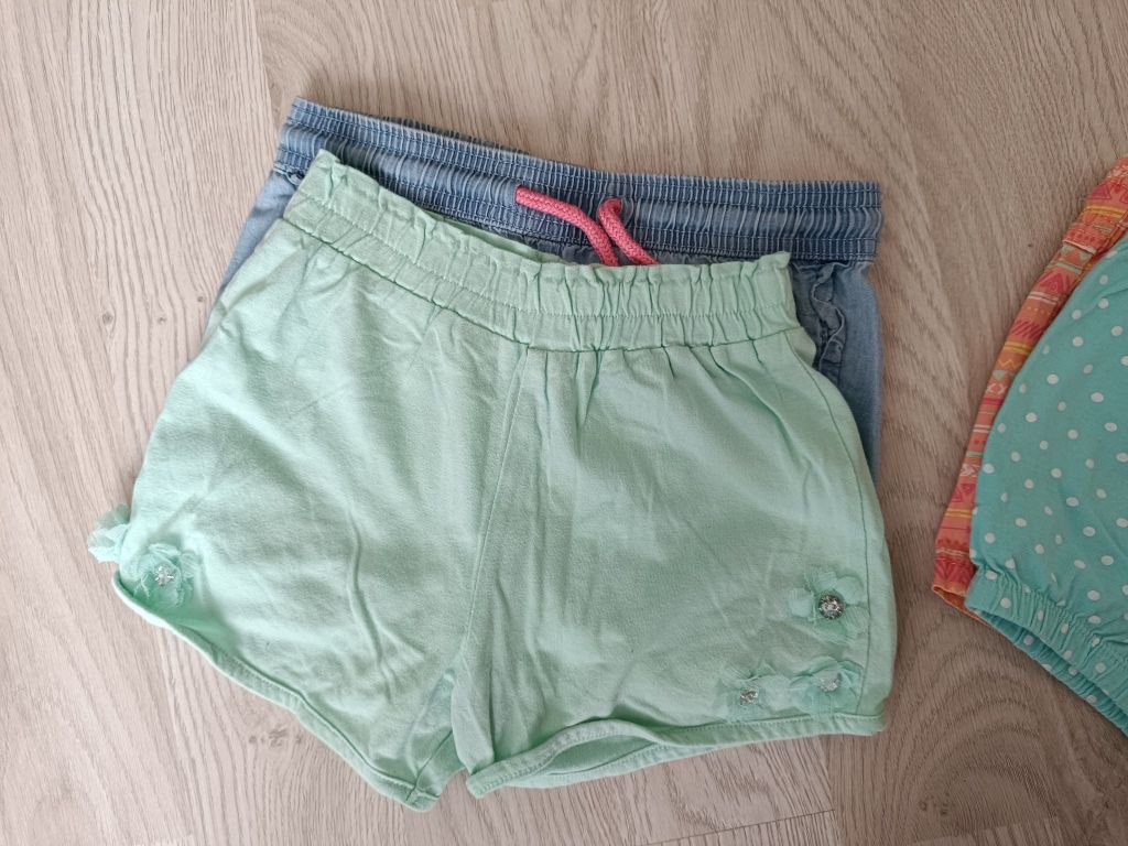 Krótkie spodenki dziewczynka,Zestaw, paczka 4 pary spodenek, 2 bluzy c