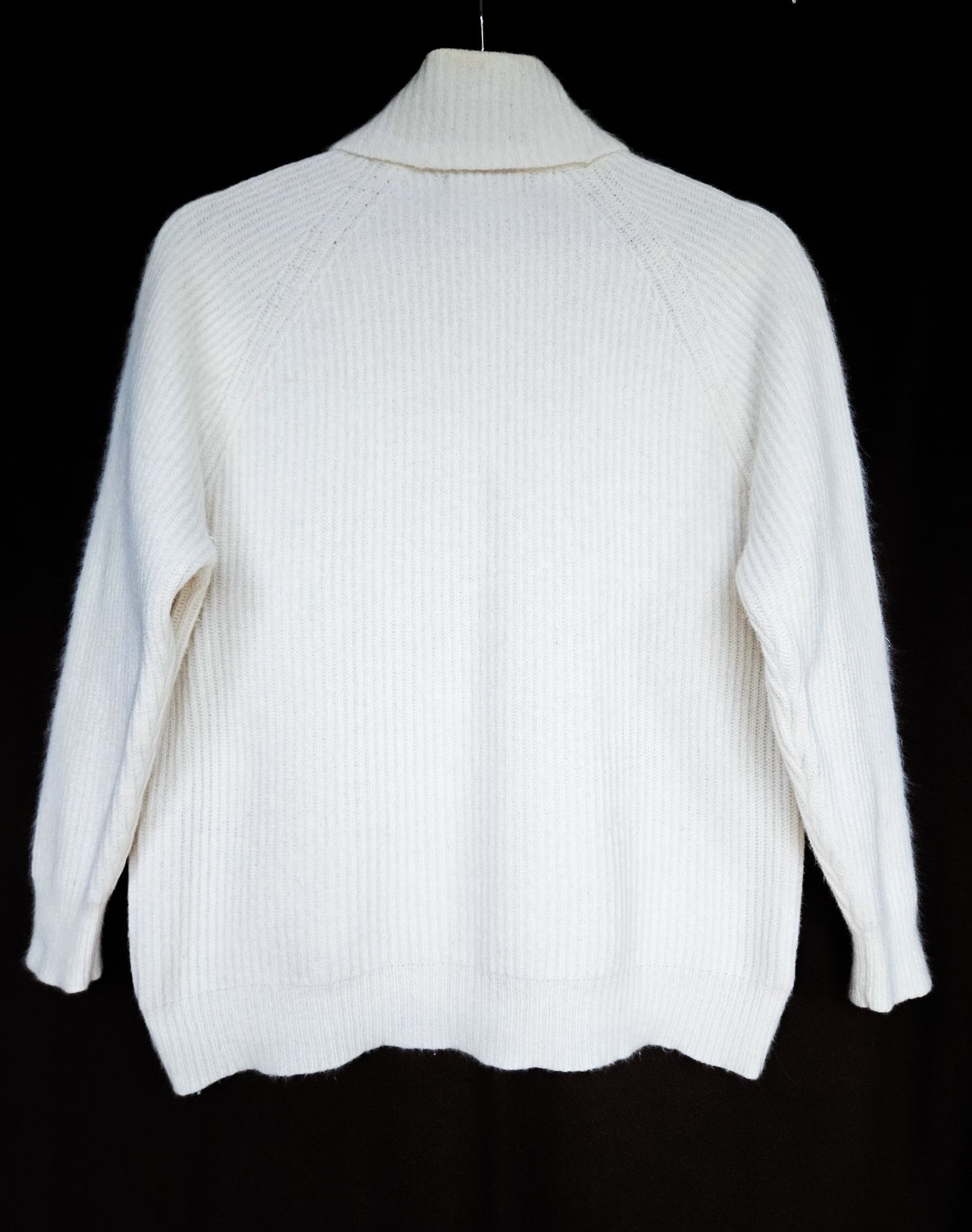 Sweter golf sweterek beżowy kremowy angora wełniany wełna