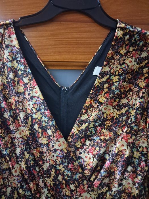 Sukienka welurowa 44 XXL midi  jolie moi