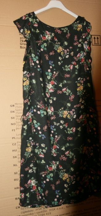 Promod 34 36 XS S sukienka midi w kwiatki zielona falbanki floral