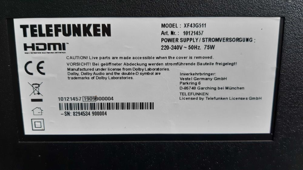43" TELEFUNKEN смарт Німеччина, 6 місяців гарантії!!!