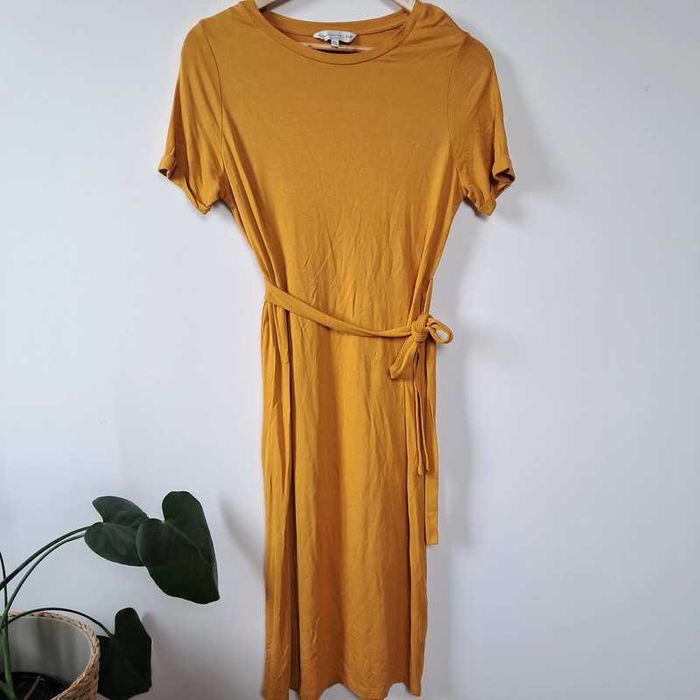 Miodowa długa maxi sukienka z wiskozy 36 S F&F idealna na wiosnę