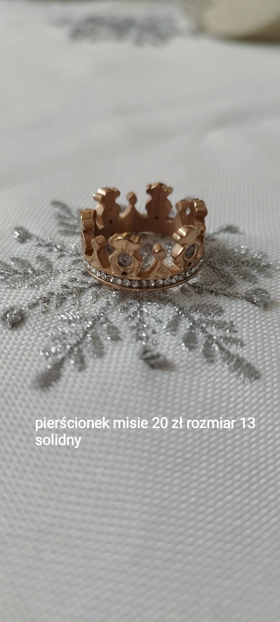 Pierścionek korona misie