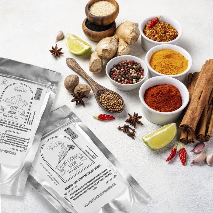 Zestaw przyprawy, zioła + 24x słoiczki 106 ml zakrętka + 75x etykiety