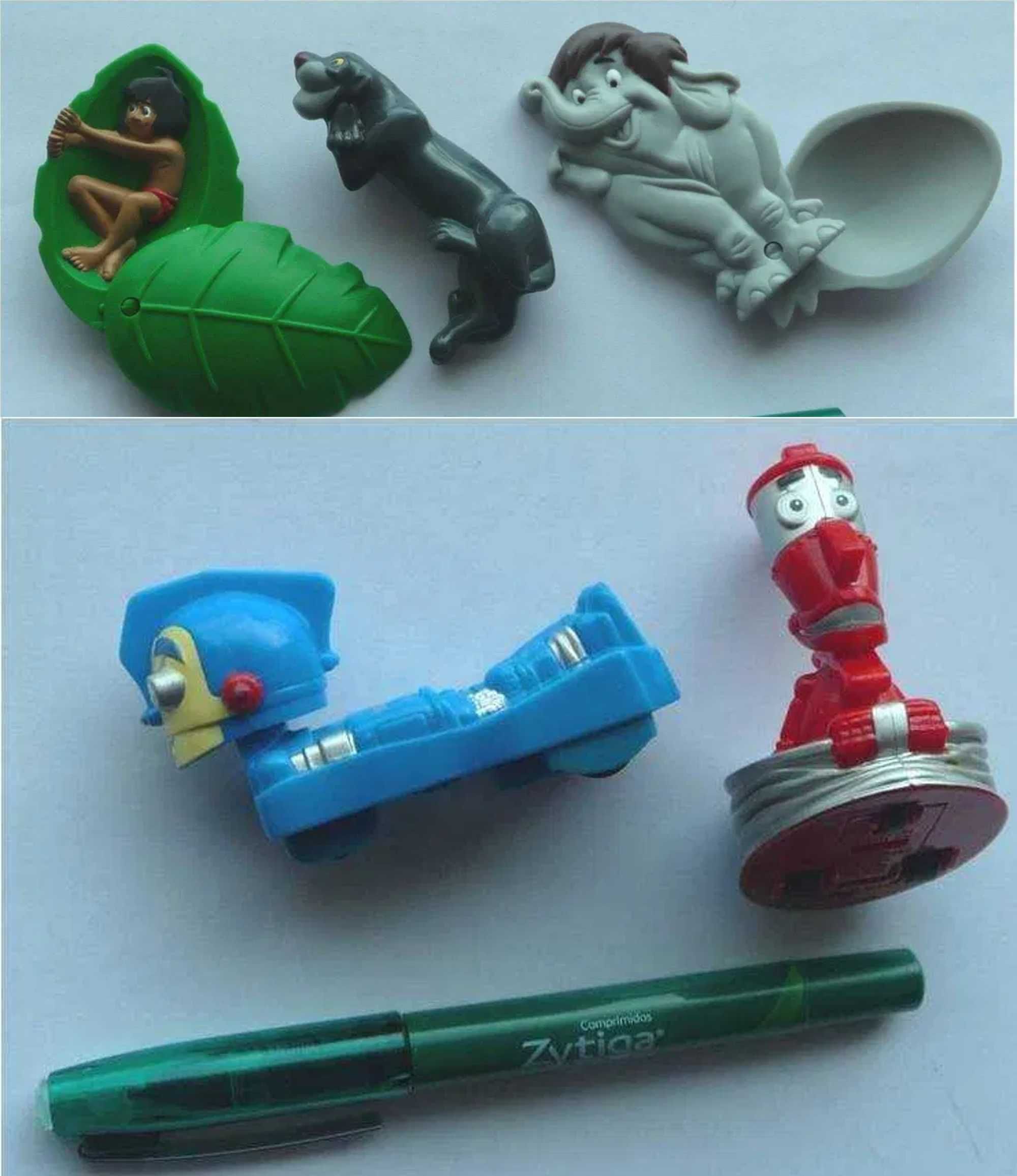 Cinco figuras brindes Mogli e Robots