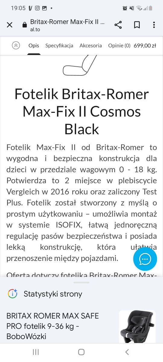 Fotelik Britax Max-Fix II 0-18