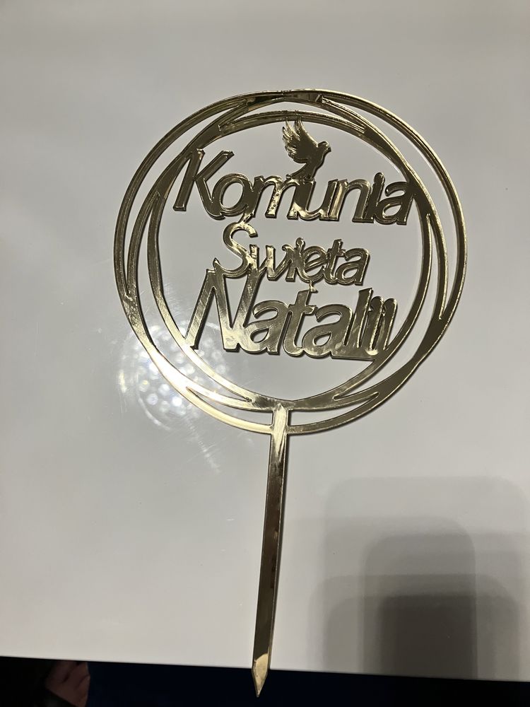 Piękny topper na tort pierwsza komunia