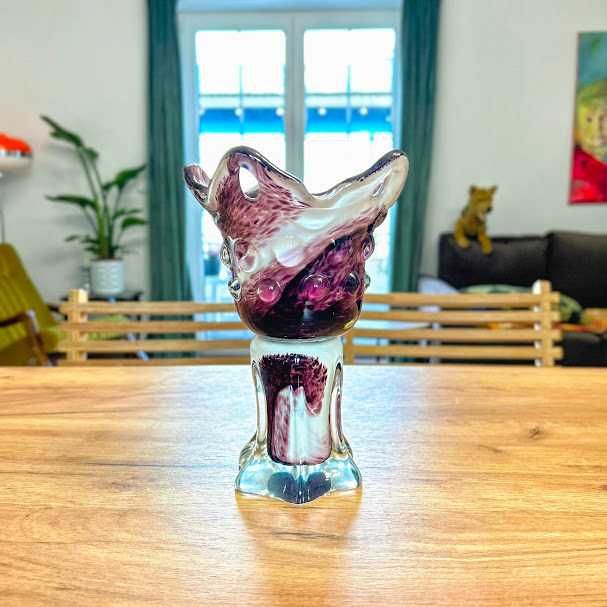 Wazon kielich 24 cm czeskie mleczne szkło Vintage PRL Egermann