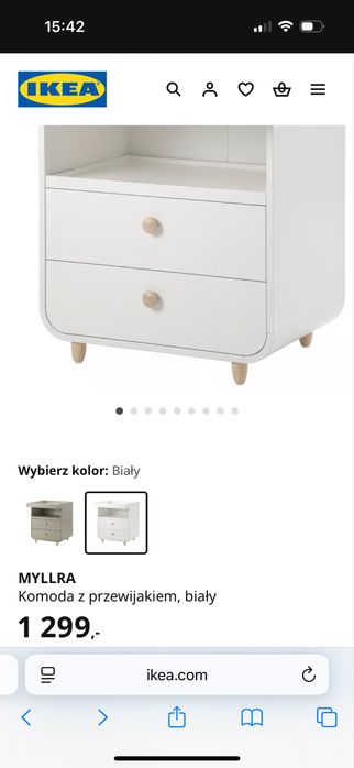 Komoda Myllra biała z przewijakiem i matą gratis