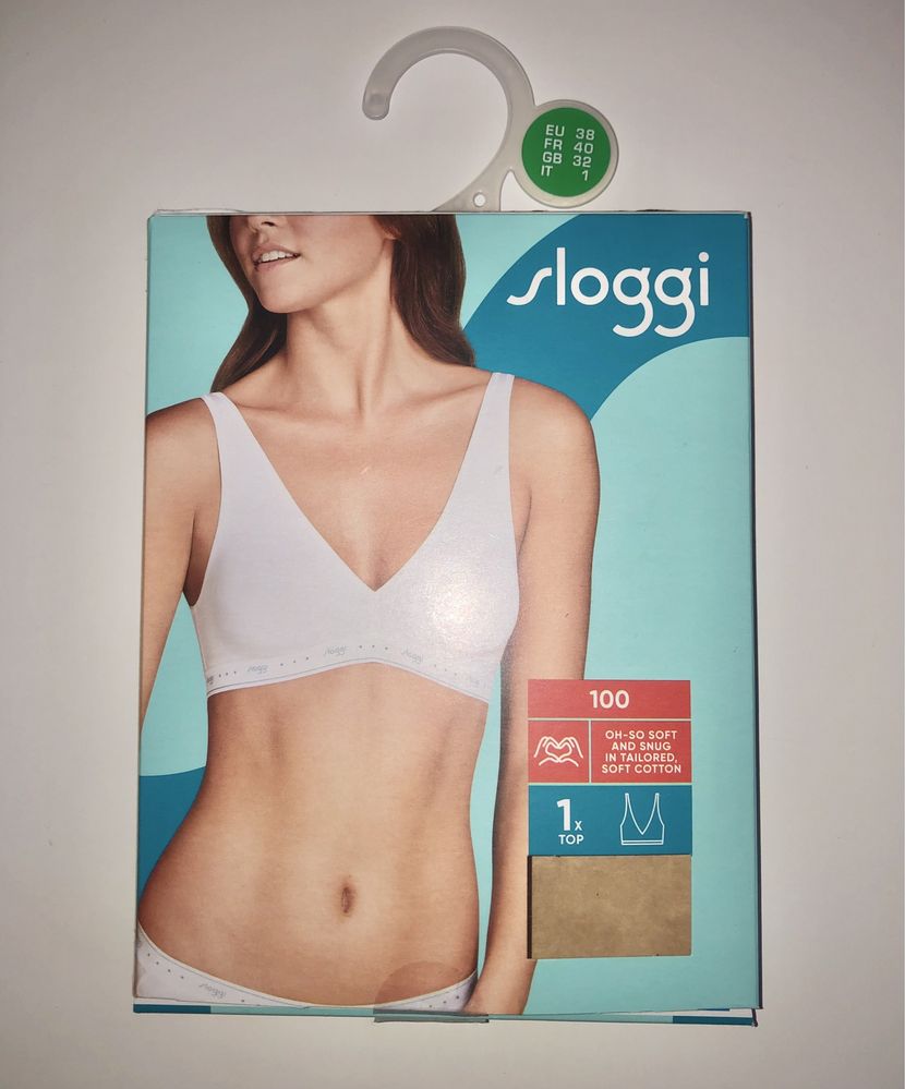 Sloggi soft cotton top biustonosz biały rozmiar 38