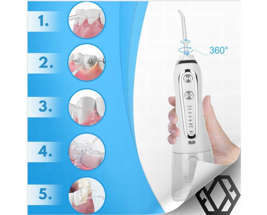 Irygator do Zębów Irygator Bezprzewodowy Dentystyczny 5 Trybów 8 Dysz