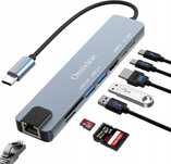 Omivine Hub USB C z Ethernet, 8 w 1 USB C Multiport Splitter z 100 W