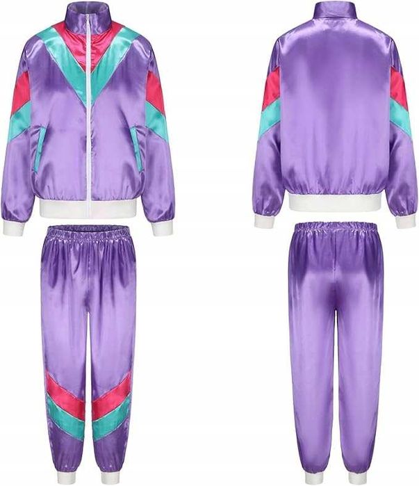 FOVER w stylu lat 80. 90 dres  r. S PRL kostium peruka łańcuch
