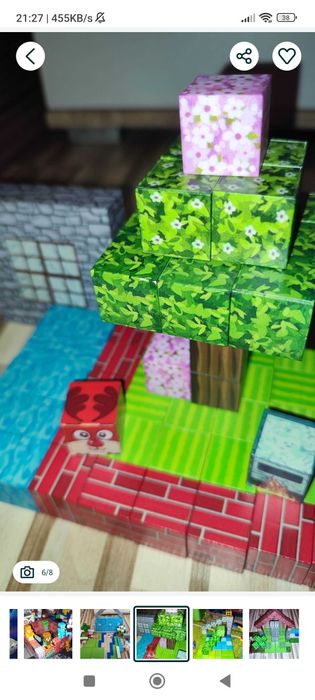 Klocki magnetyczne Minecraft Domek 122szt i 3 figurki.
