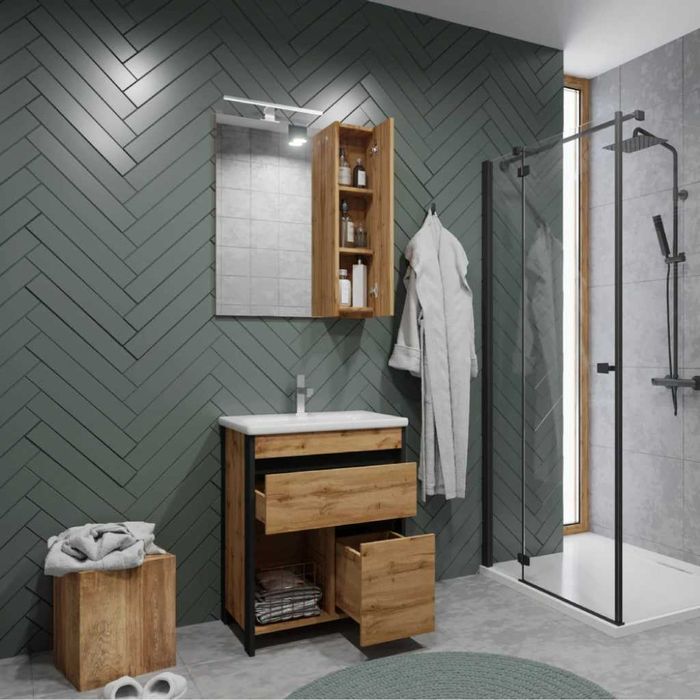 Тумба підлогова JUVENTA Bronx Brx-65 дуб вотан з умивальником Soft-65