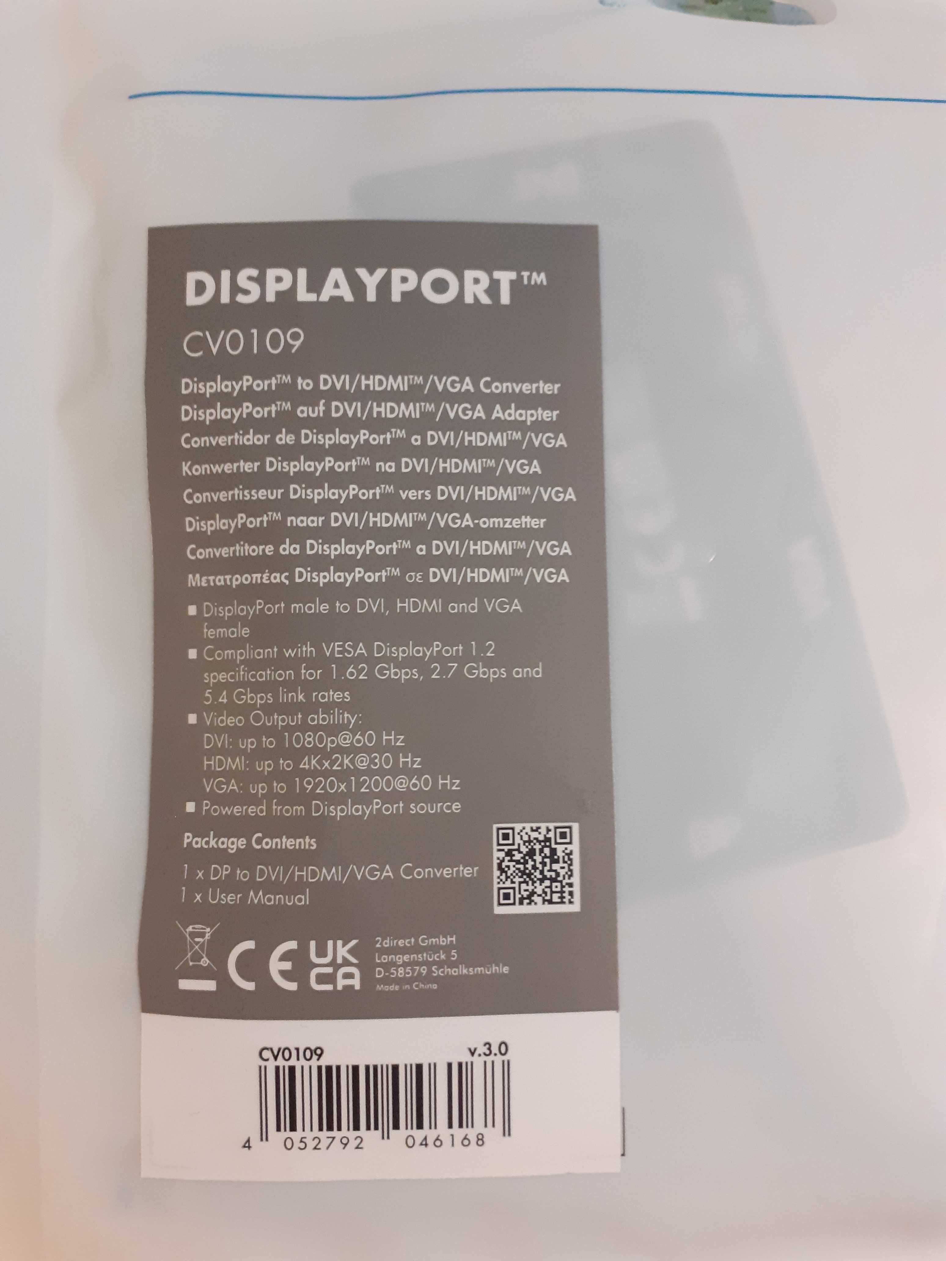 LogiLink CV0109  adapter, przejściówka, konwerter DisplayPort