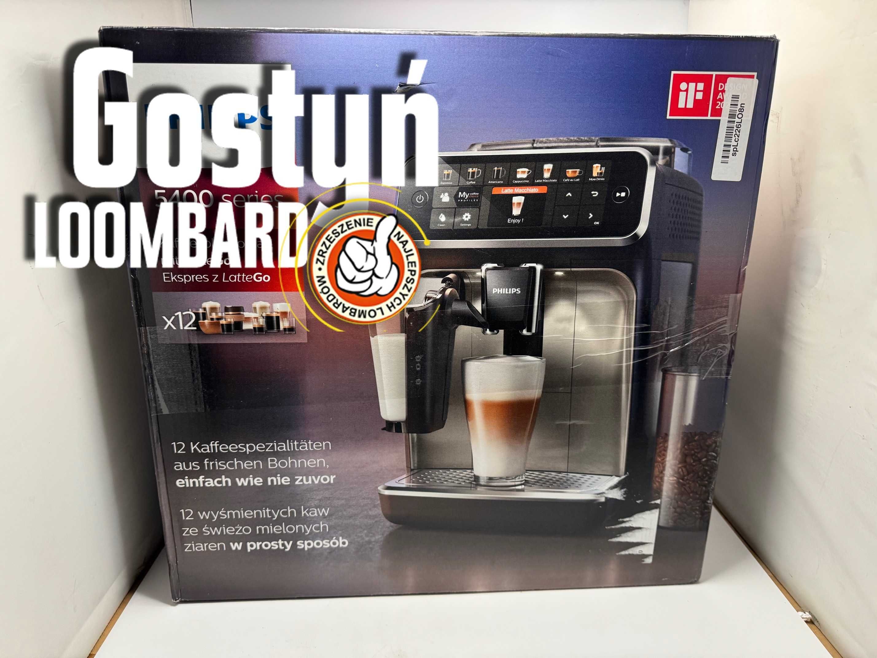 Od Lombard Gostyń Ekspres PHILIPS SERIES 5400 LATTEGO EP5447/90  Nowy!