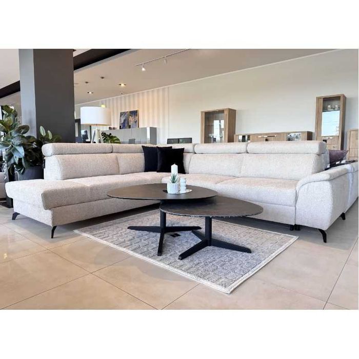 Siella narożnik w tkaninie boucle z funkcją spania - MEBLE PYKA