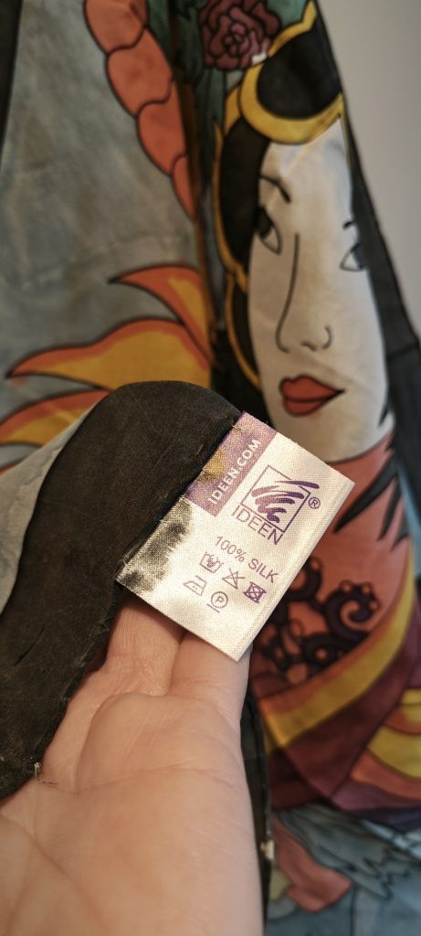 Ideen Ręcznie malowana jedwabna apaszka szal chusta wzór Japoński