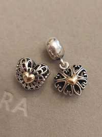 Serce wintage charms i zawieszka Pandora tt