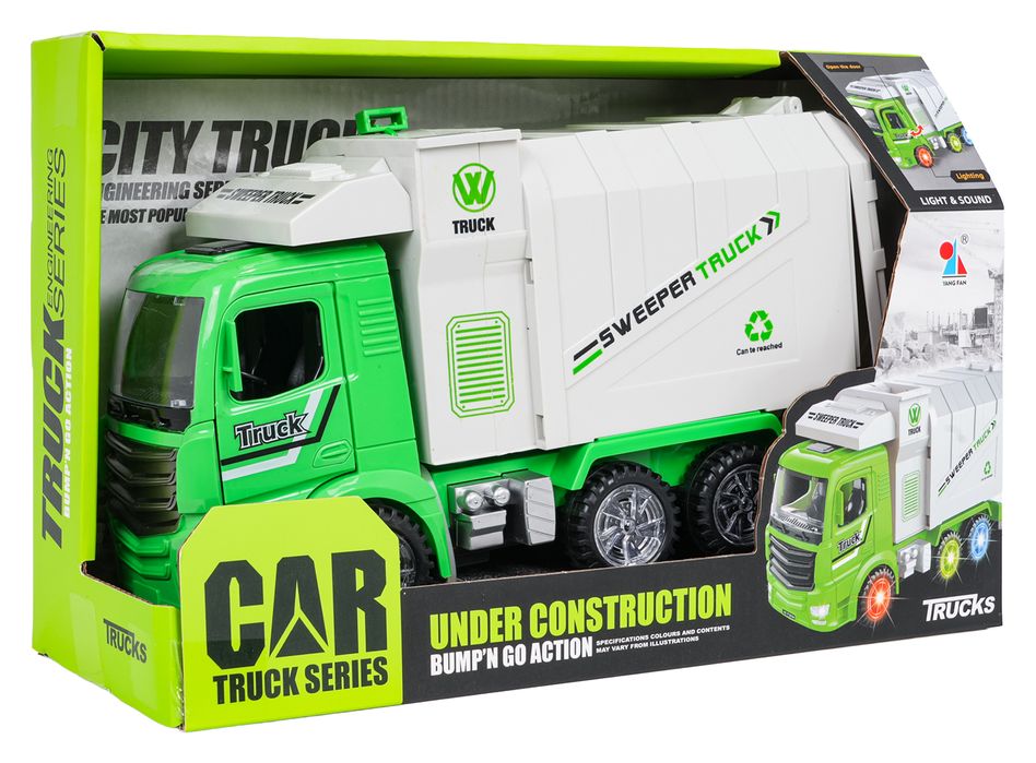 Śmieciarka Z Funkcją Świateł I Dźwięku Zielona