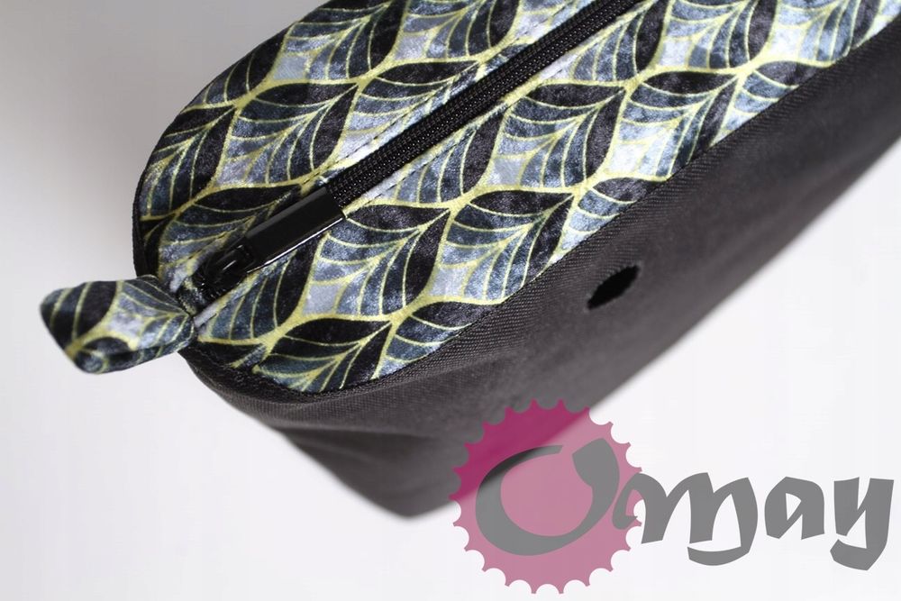 Czarny organizer do OBAG MINI welur żółty szary 2 kieszenie OMAY