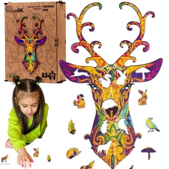 Puzzle drewniane eko 95 Szlachetny jeleń A3