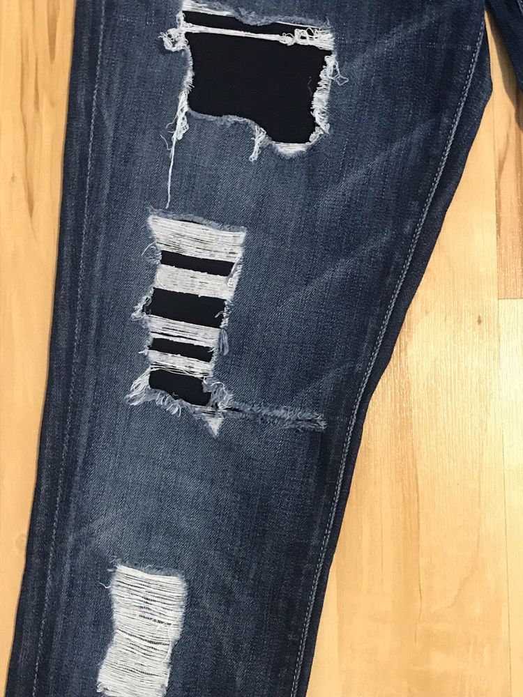 7 For All Mankind roxanne jeansy dżinsy z przetarciami granatowe 31 L