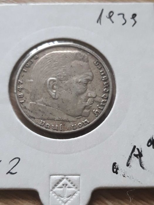 2 Marki Paul von Hindenburg 1939 r. men. A- nr 2-około mennicza- J.