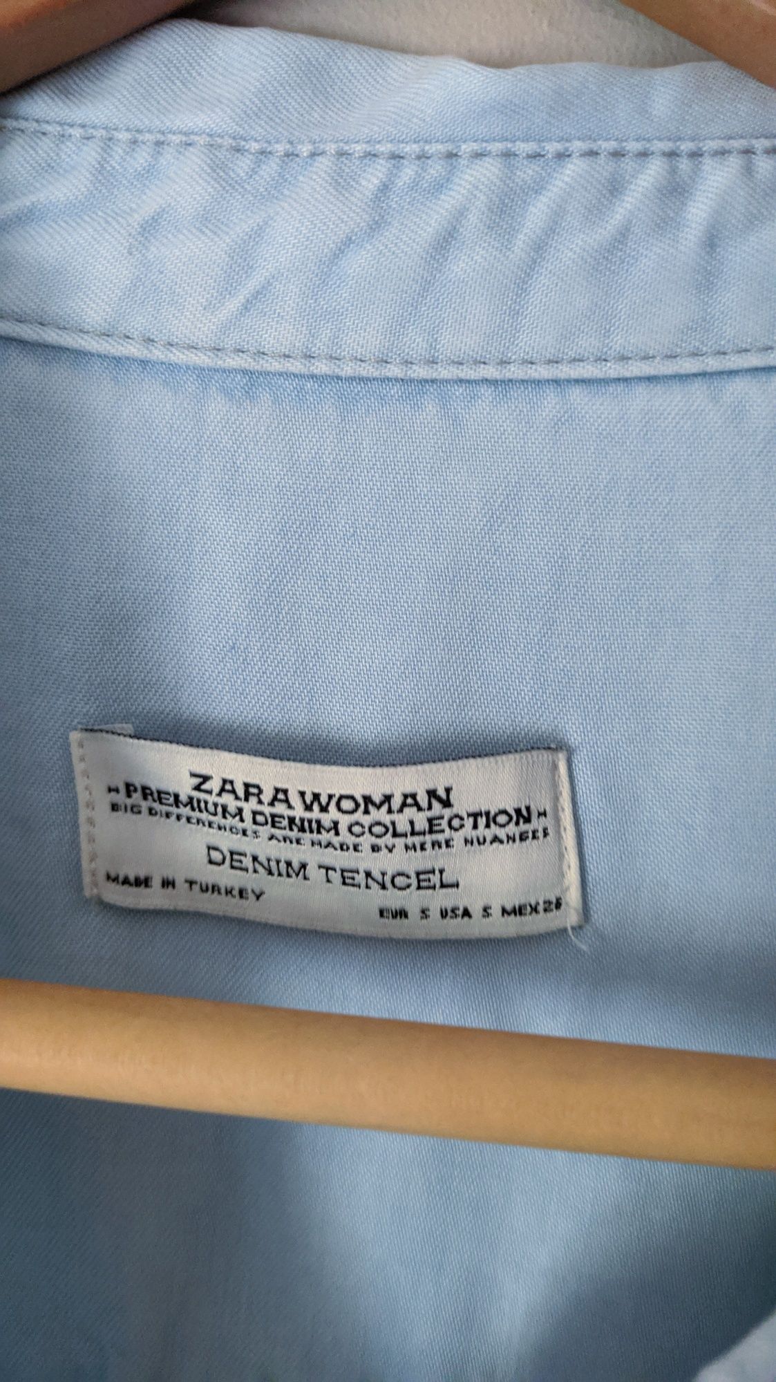 Sukienka koszulowa Zara S tencel lyocell a'la jeans