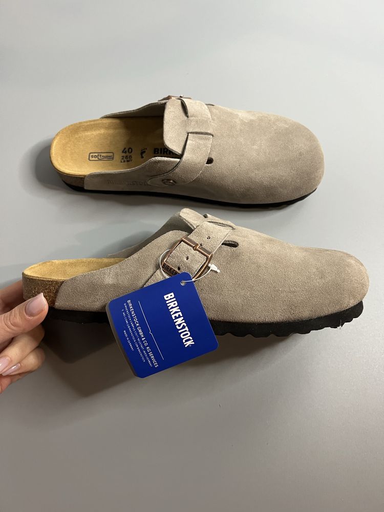 Взуття шлепки birkenstock замшеві шльопанці