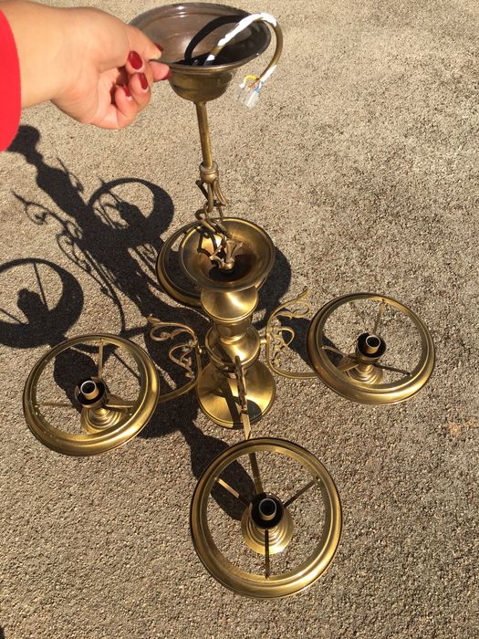 4 candeeiros de teto, dourados, sem abajour com suporte