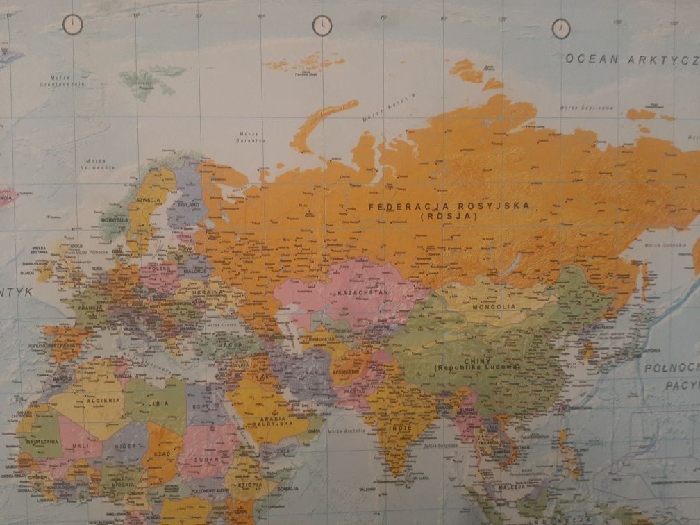 Mapa świata 120 na 80 polska wersja