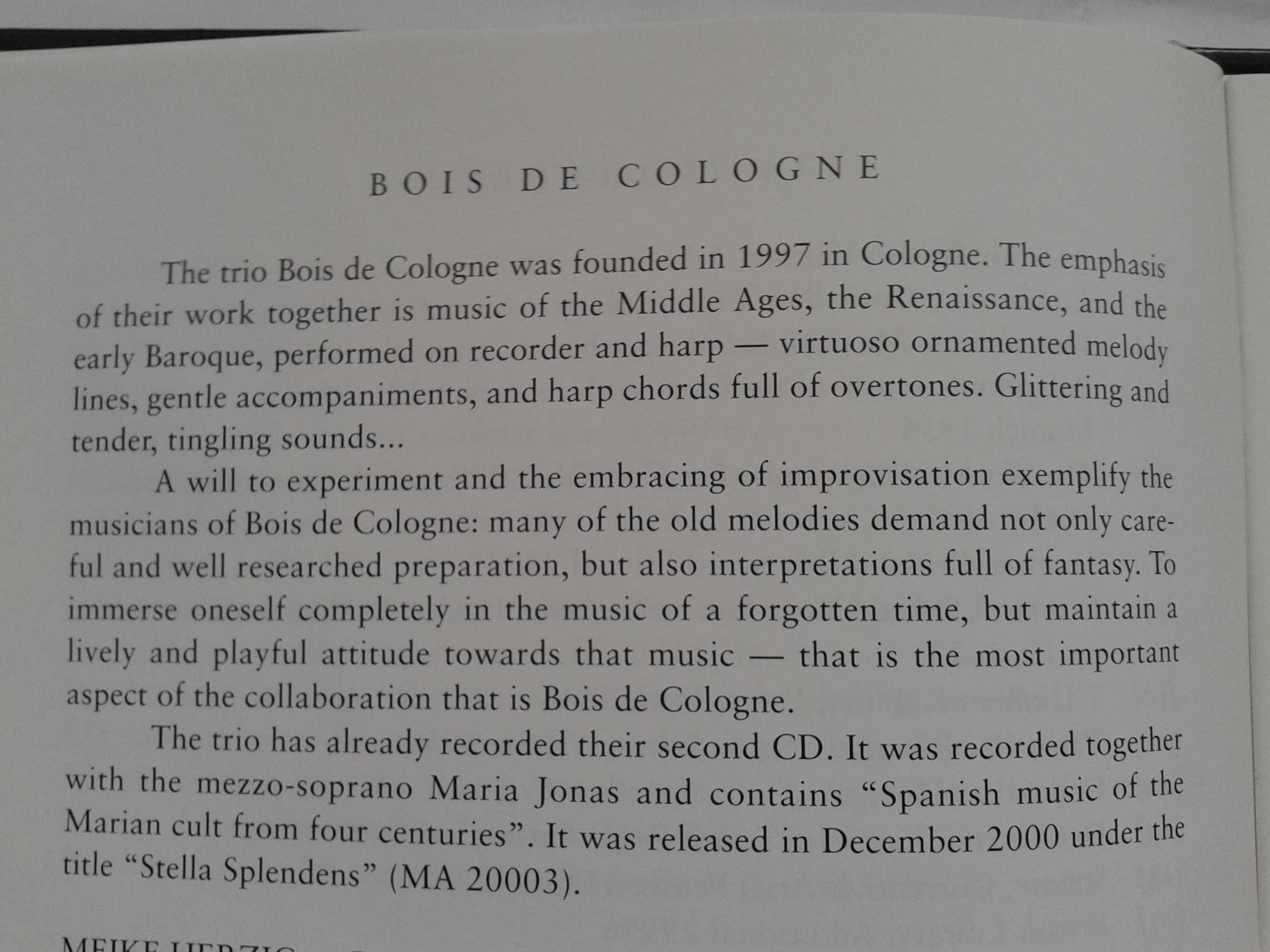 Płyta CD Bois de Cologne - muzyka dawna