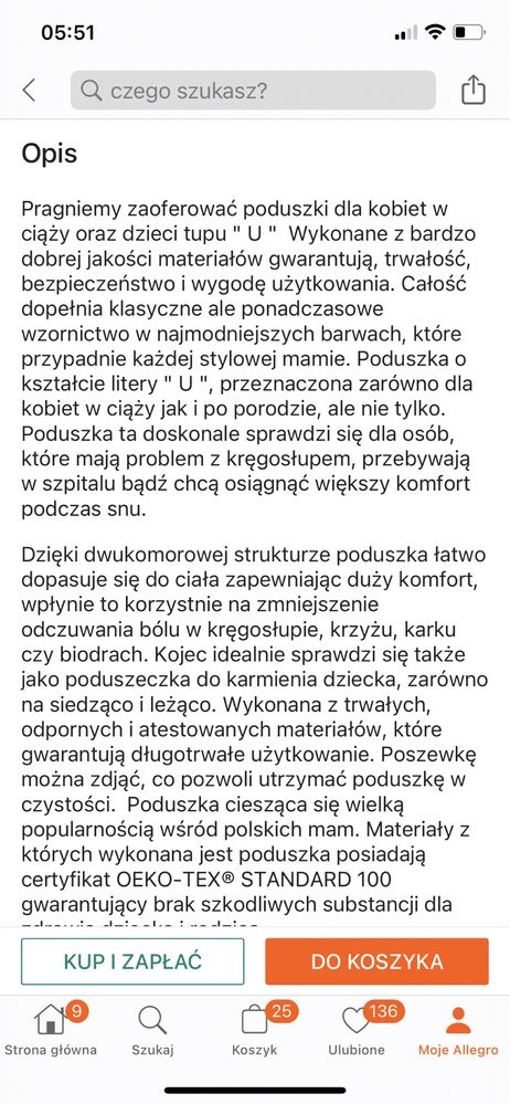 Duża wygodna poduszka ciążowa