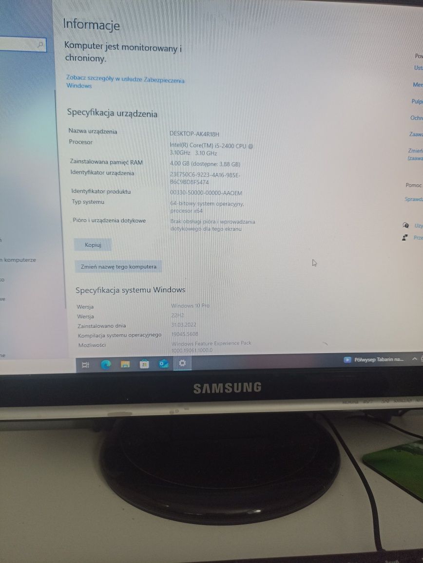 Komputer Stacjonarny drukarka monitor klawiatura