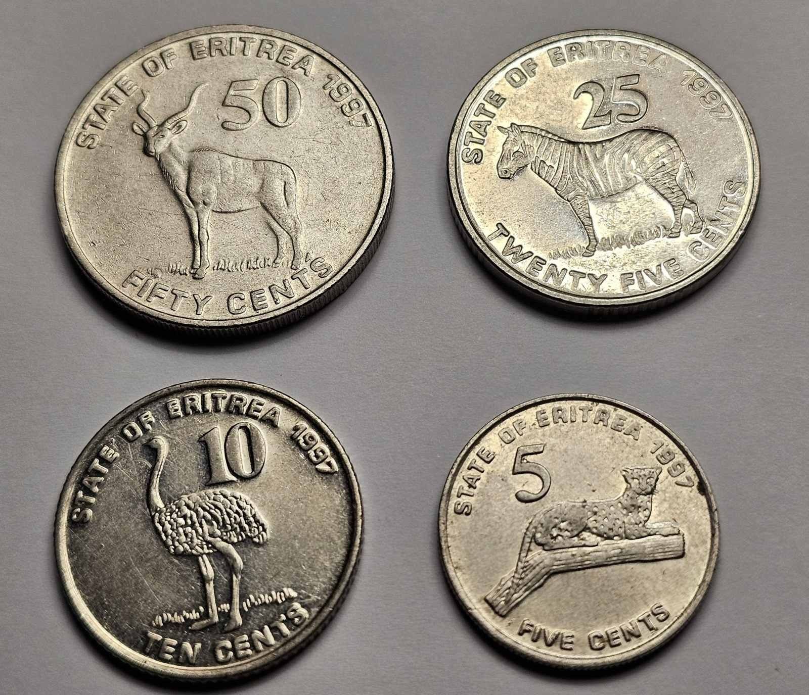 Набір монет Еритреї 50, 25, 10, 5 центів