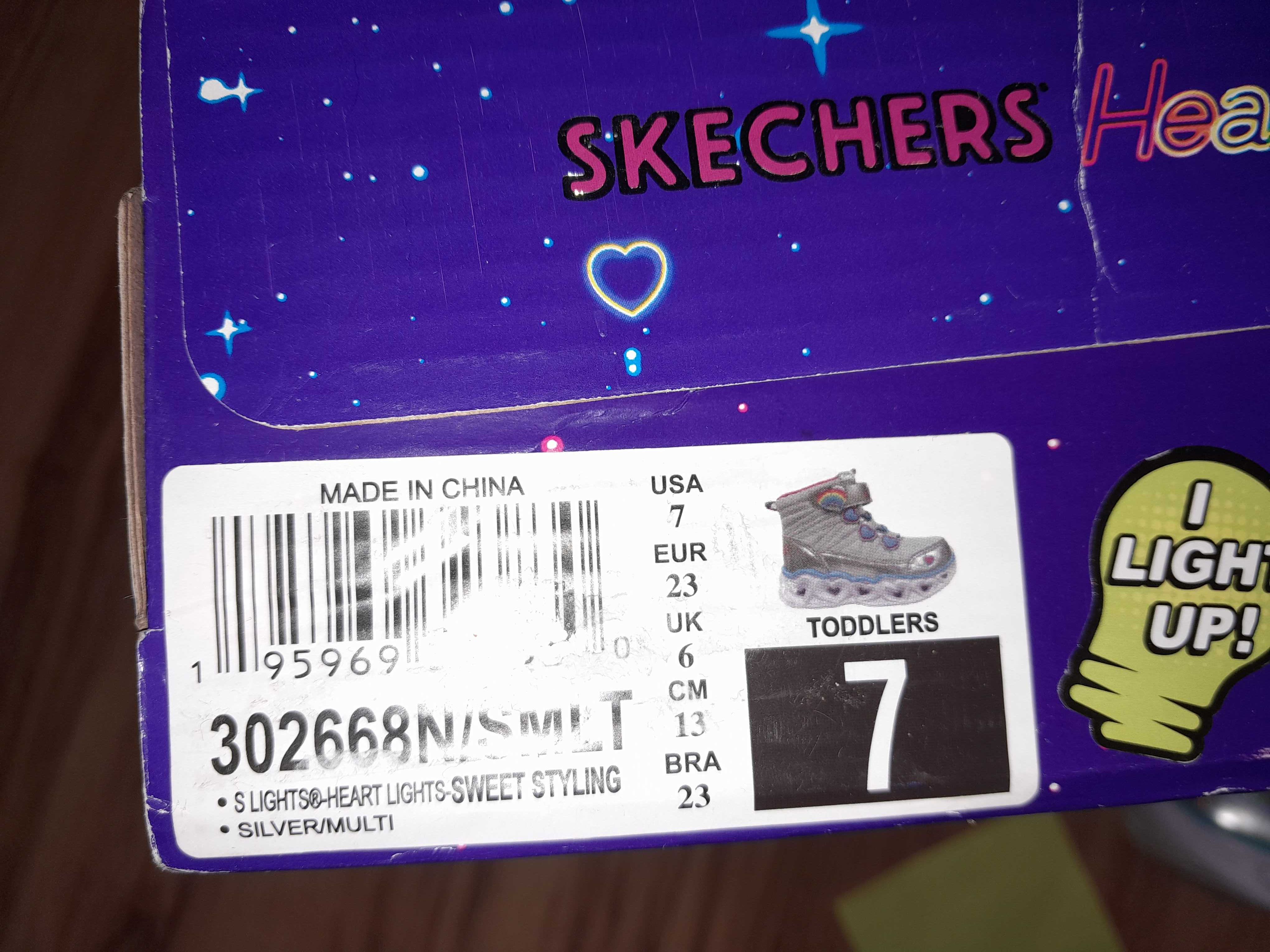 Buty dzieciece świecące  skechers heart lights nr 23 NOWE